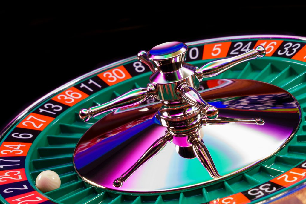 A small ball in a roulette wheel 
