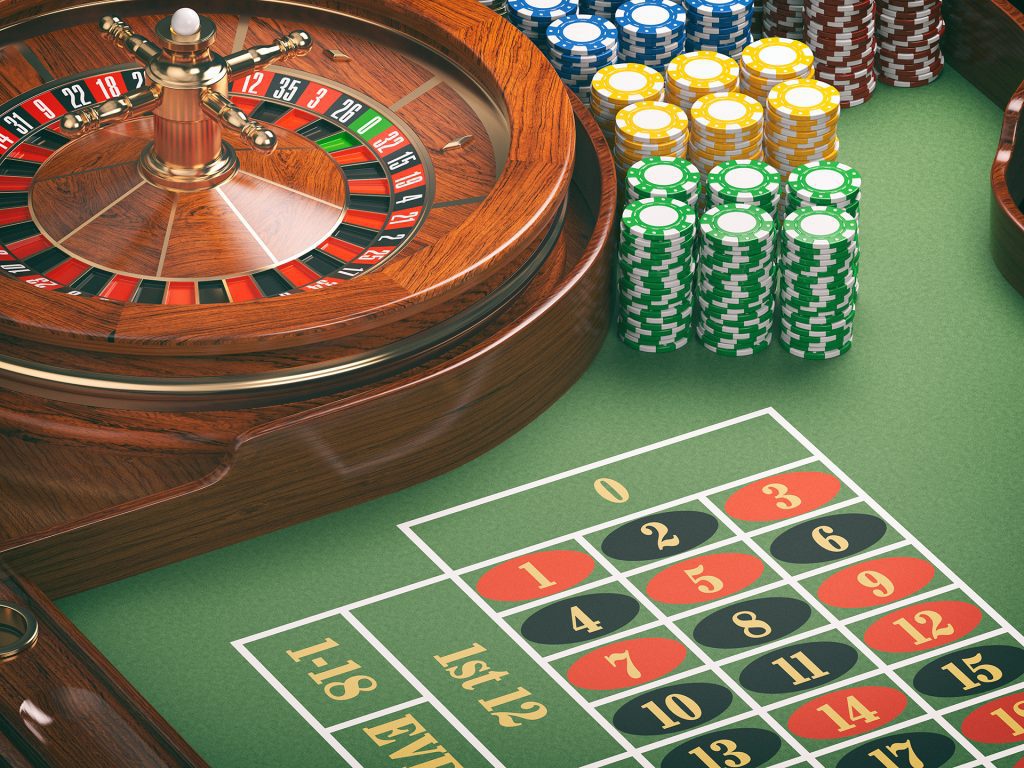  Roulette players in a casino.
