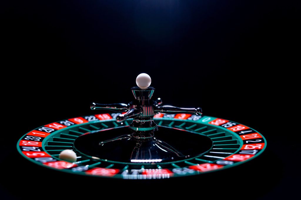 Roulette wheel at the casino.
