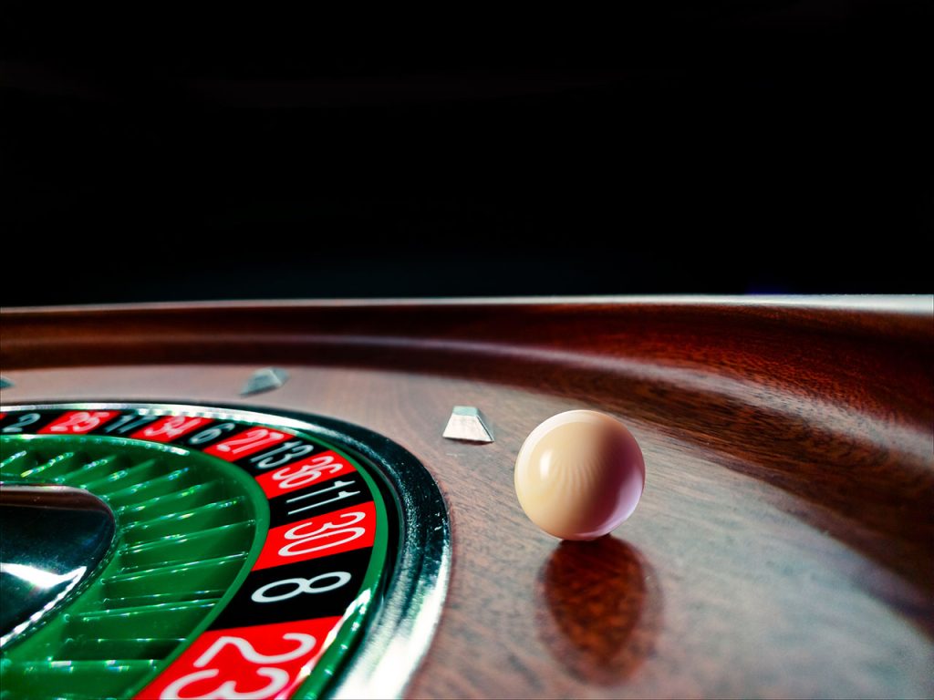 Roulette table and ball
